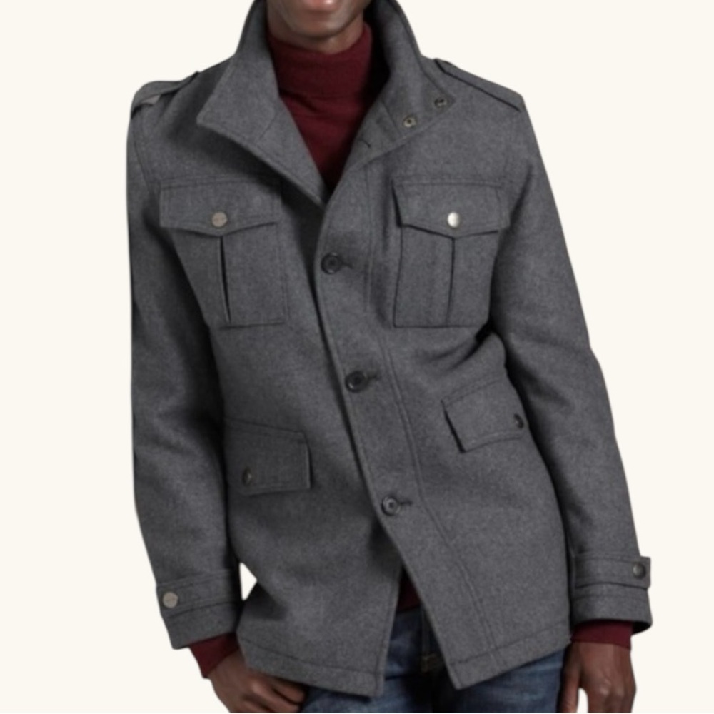 Michael Kors Gray Wool Blend Field Jacket Car Coat Size XL